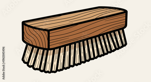 Wooden brush with white bristles.