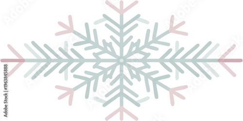 Delicate snowflake illustration with pastel pink and light blue hues