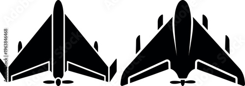 Military Drone and Unmanned Aerial Vehicle Silhouette Set