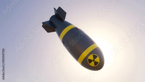 Stylized Graphic of a Nuclear Bomb Falling Symbolizing Global Destruction and Imminent Danger