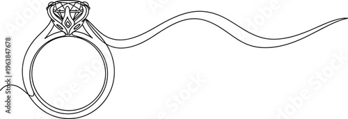 minimalist line art diamond ring symbolizing love engagement marriage luxury jewelry elegance romance and commitment concept illustration design