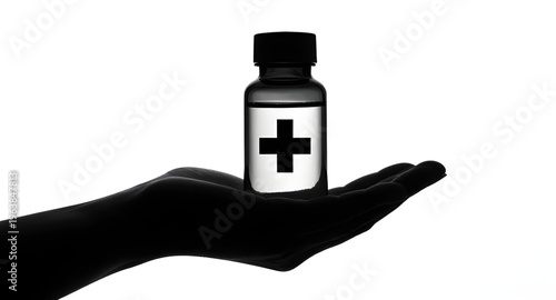 medicine, hand, holding, bottle, pill, tablet, capsule, drug, pharmacy, healthcare, medical, health, prescription, medication, remedy, cure, treatment, pharma, container, vial, liquid, supplement, vit