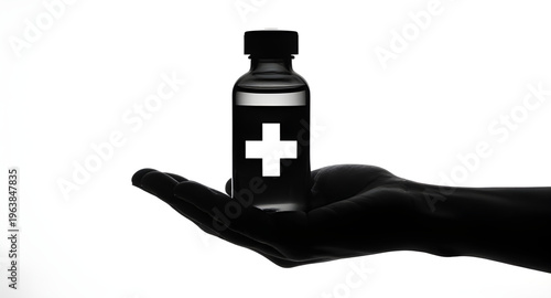 holding, hand, medicine, bottle, pill, tablet, capsule, drug, pharmacy, healthcare, medical, health, prescription, medication, remedy, cure, treatment, pharma, container, vial, liquid, supplement, vit