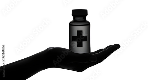 holding, hand, medicine, bottle, pill, tablet, capsule, drug, pharmacy, healthcare, medical, health, prescription, medication, remedy, cure, treatment, pharma, container, vial, liquid, supplement, vit