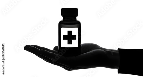 hand, holding, medicine, bottle, pill, tablet, capsule, drug, pharmacy, healthcare, medical, health, prescription, medication, remedy, cure, treatment, pharma, container, vial, liquid, supplement, vit