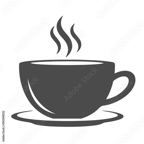 Hot Coffee Cup with Steam Icon Beverage Drink Symbol Cafe Concept Flat Minimal Design Isolated on White PNG Transparent Background