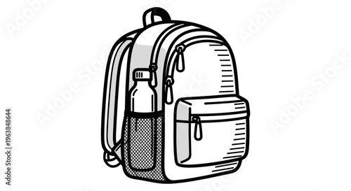 Backpack with water bottle pocket.
