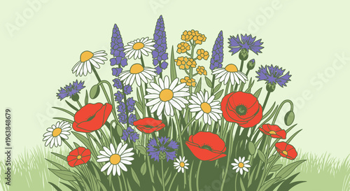 Colorful flowers in a garden bouquet.