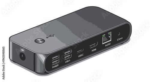 Portable USB hub with multiple ports.