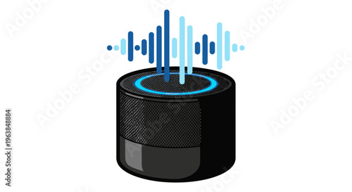 Smart Speaker with Sound Waves Emitting.