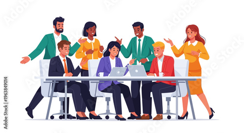 Diverse business team collaborating on laptops in a meeting room with laptops and enthusiasm