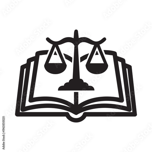 Law and justice symbol with open book