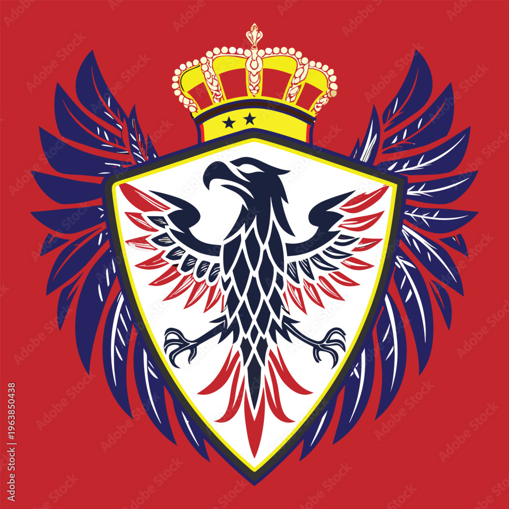 Fototapeta premium WebMajestic Winged Shield Heraldry Logo