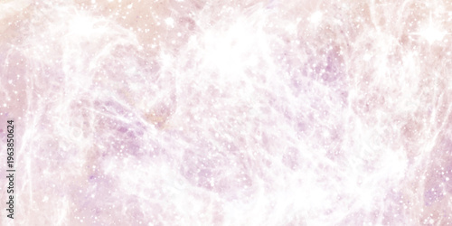 Ethereal nebula background with glowing white stars and soft pastel purple clouds