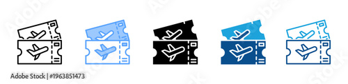 Airplane Ticket icon multiple style and collection