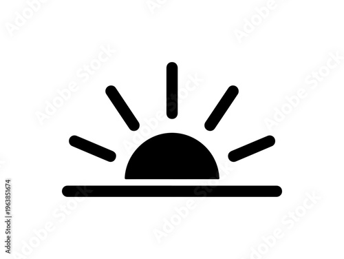 Sunrise or Sunset Silhouette Vector Icon