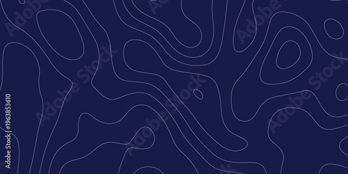 Topographic map contour lines pattern on dark blue background