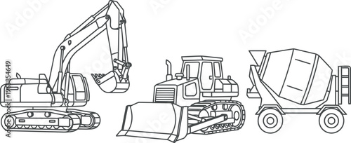 Construction equipment line drawing