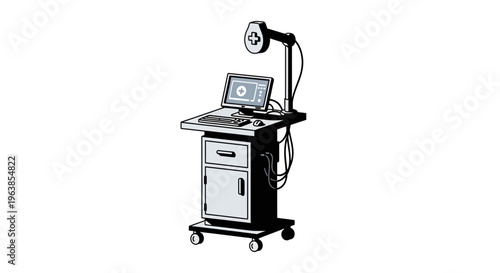 Advanced Medical Diagnostic Equipment on a Mobile Cart for Clinical Examination and Patient Care