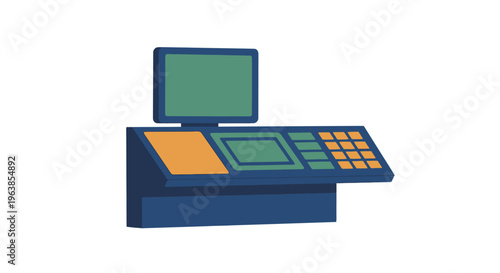 Computer console with a large screen and a keyboard