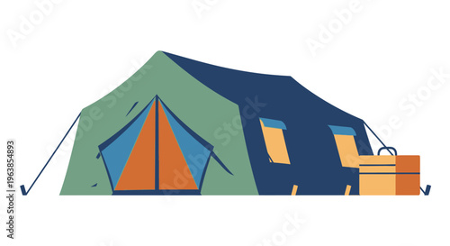 Vibrant Illustration of a Cozy Camping Tent Ready for an Outdoor Adventure Getaway