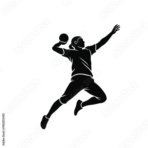 Silhouetted female athlete throwing a ball during an action sport
