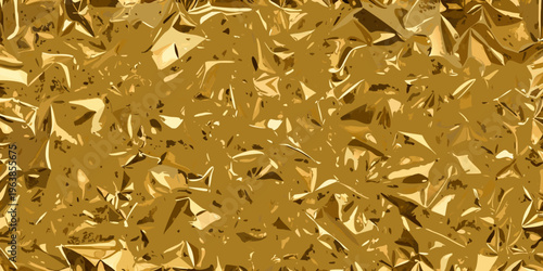 Close up of crumpled gold foil creating a textured reflective surface