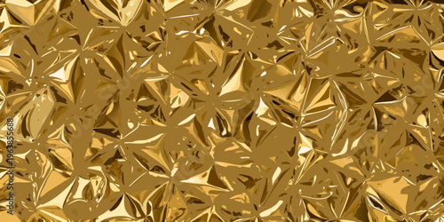 Close up of a shimmering textured golden foil or metallic surface