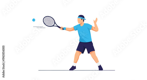 Man Playing Tennis with Racket.