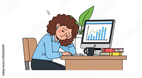 Woman sitting at desk with computer.