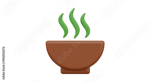 Steaming hot earthenware clay bowl vessel.