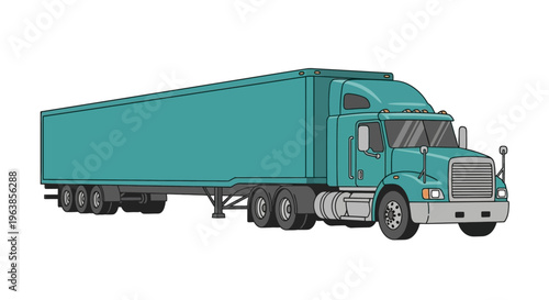 Large Teal Semi Truck Vehicle.