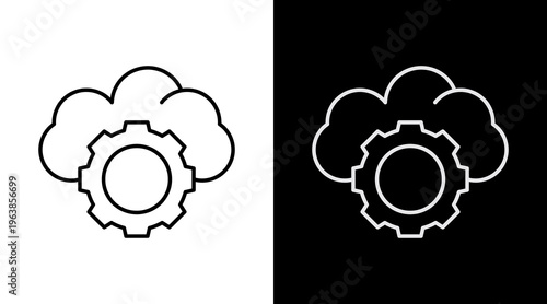 Cloud Software White Icon Set Design