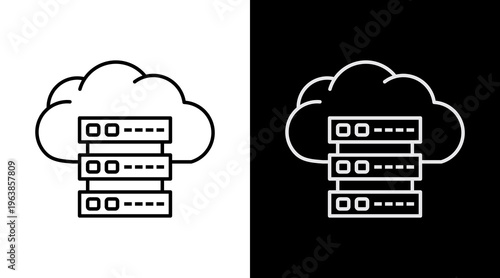 Data Hosting White Icon Set Design