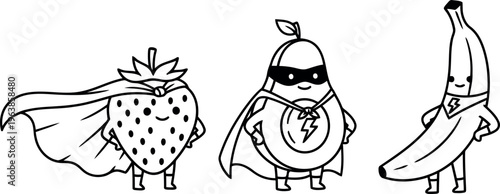 Superhero fruits and donut