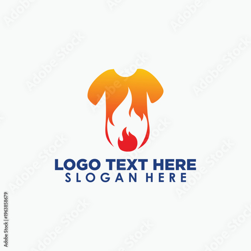 t-shirt and fire logo design template, fashion icon design