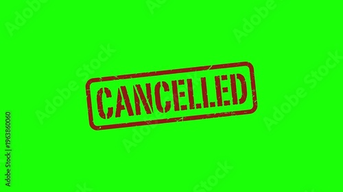 Red cancelled stamp on green background for editing purposes