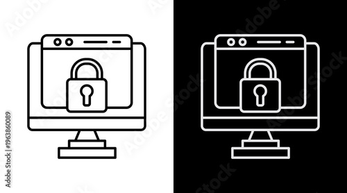 Secure Login  White Icon Set Design