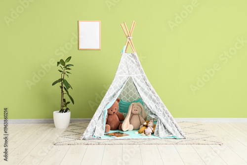 Play tent with toys, plant ...