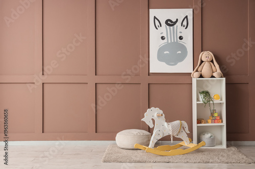 Shelf unit with toys and pi...