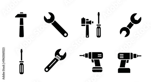 Handyman Repair Icon Set UI UX, Tools Maintenance Flat Vector Icons Collection