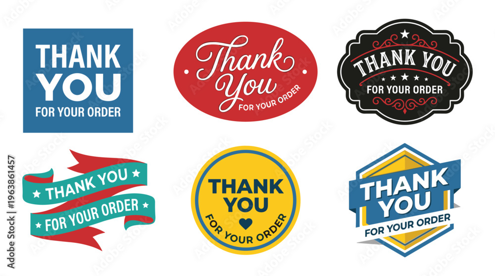 Obraz premium A collection of brightly colored thank you stickers and labels in various shapes and designs expressing gratitude high quality professional detailed modern elegant