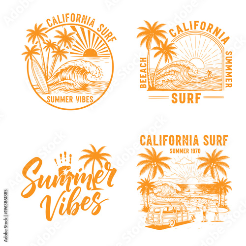 t-shirt design with a beach and surf theme