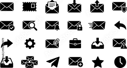 Set of minimalist email and mail icons. Linear style symbols vector collection for business and communication
