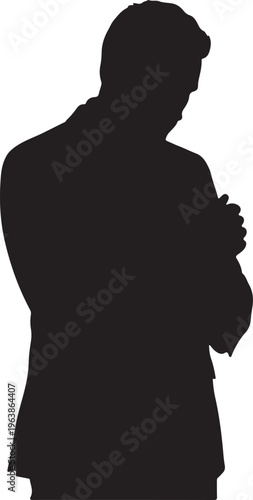 Photos Silhouette of a Businessman in a Suit Adjusting His Sleeve