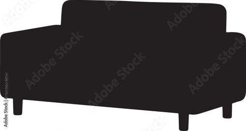 Black Silhouette of a Modern Sofa Isolated on White Background (2)