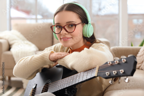 Teenage girl in glasses and...