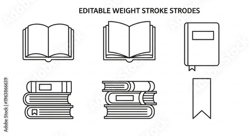 Collection of open and closed book icons representing literature and knowledge perfect for educational apps websites and design projects