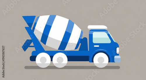 Cement Mixer Truck: A vibrant cement mixer truck, ready to deliver its vital cargo. a symbol of industry and construction.