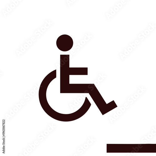 Wheelchair access symbol depicting a stylized figure seated in a mobility chair for accessibility indication.